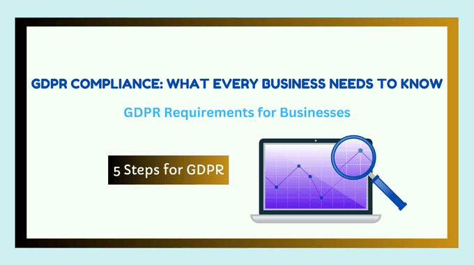 Illustration showing secure digital data practices, GDPR compliance symbols, and data privacy icons.