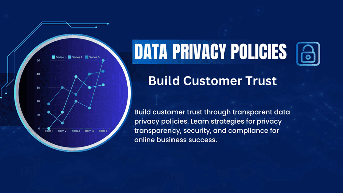 A digital illustration of a shield protecting user data symbols, representing transparent privacy policies that foster customer trust.